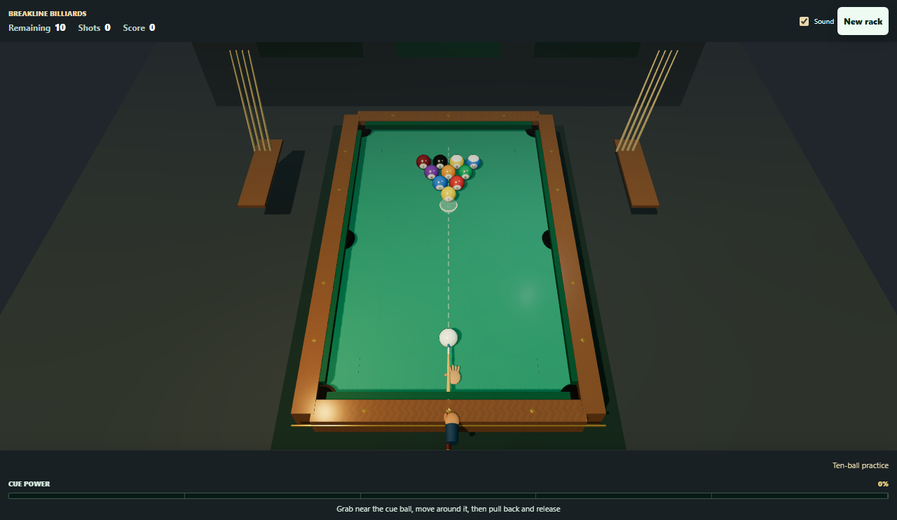 Gameplay from Breakline Billiards